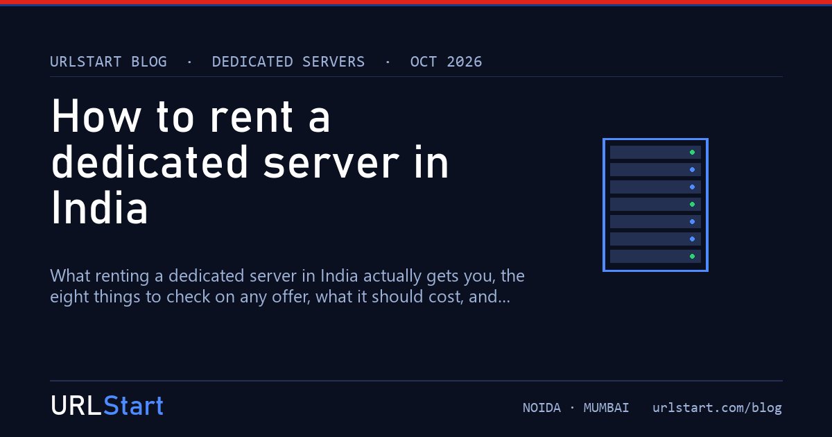 How to rent a dedicated server in India: what to check before you pay — URLStart blog cover